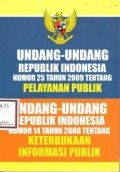 Undang- Undang Rrpublik Indonesia Nomor 25 Tahum 2009 Tentang Pelayanan Publik